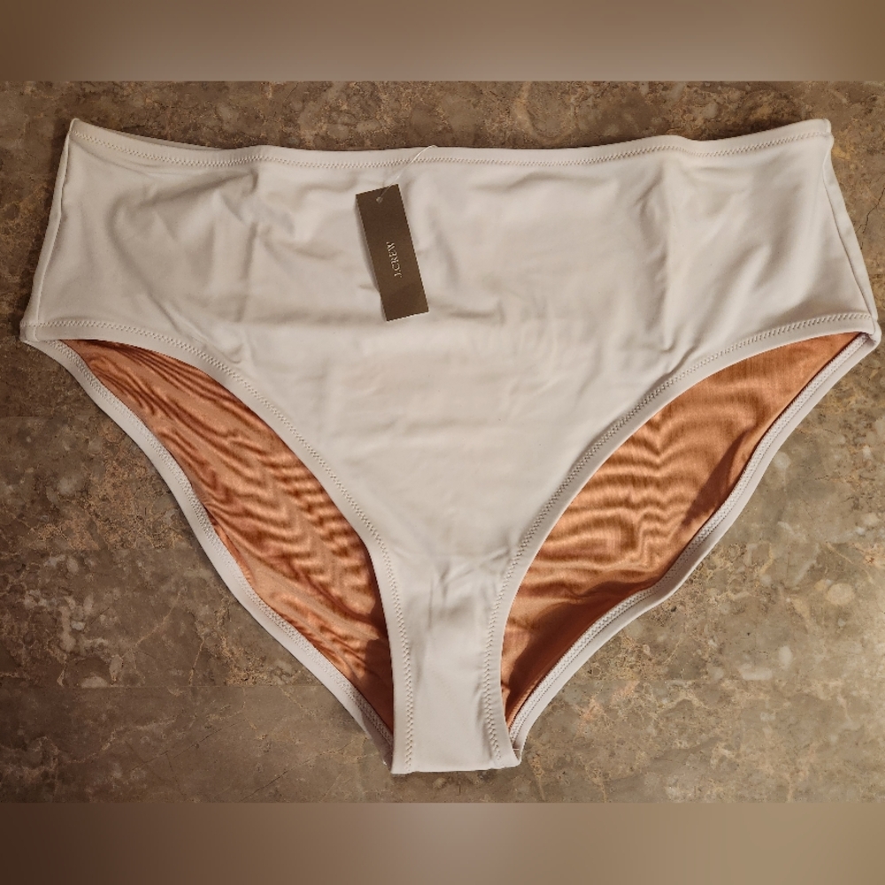 XXL J. Crew Swim High Rise Full Coverage Bikini Bottom White